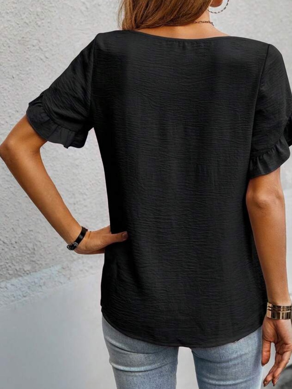 Tan Ruffle Sleeve Blouse - Picture 4 of 16